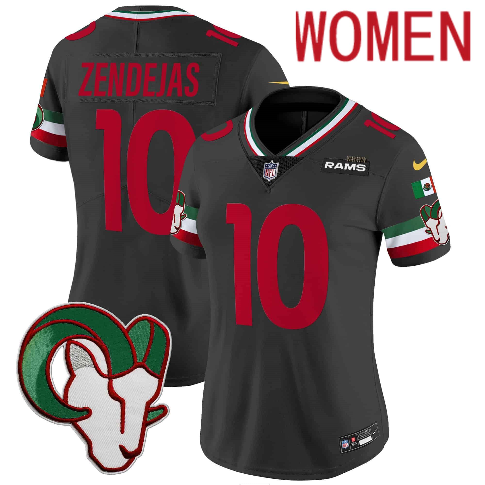 Women Los Angeles Rams #10 Zendejas Black 2024 Nike Mexico Vapor Limited NFL Jersey